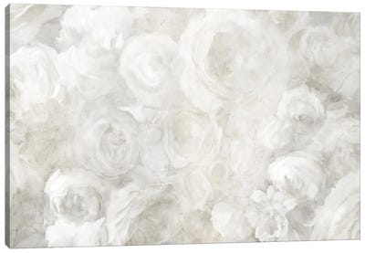 White Floral Field View Canvas Art Print - Shabby Chic Décor