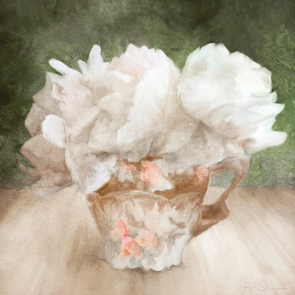 Granny Chic: White Ruffle Flowers In A China Teacup by Katrina Jones