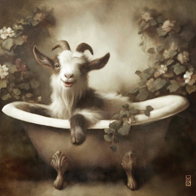 Bathing Beauty Goat by Katrina Jones wall art