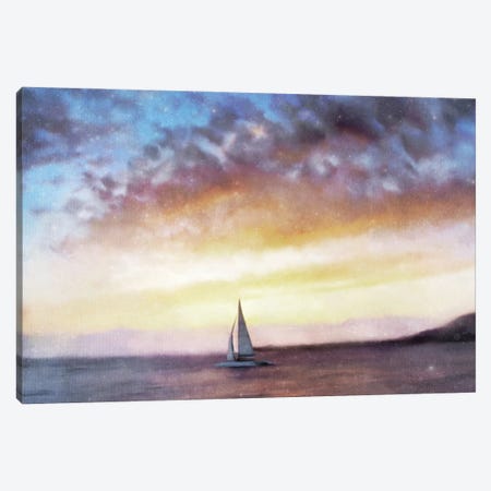 Sailboat Sunset Canvas Print #KAJ85} by Katrina Jones Canvas Artwork