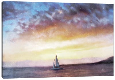 Sailboat Sunset Canvas Art Print - Katrina Jones