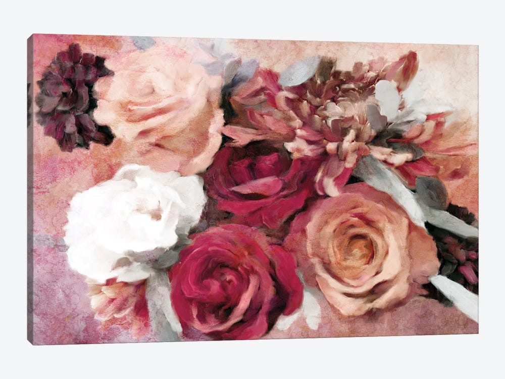 Crimson And Coral Floral by Katrina Jones 1-piece Canvas Print