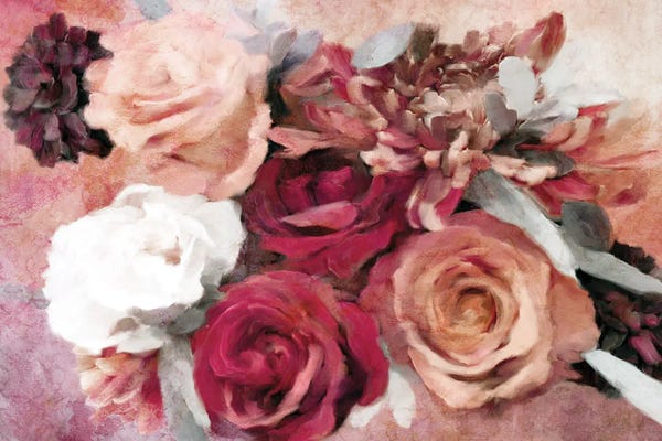 Granny Chic: Crimson And Coral Floral by Katrina Jones