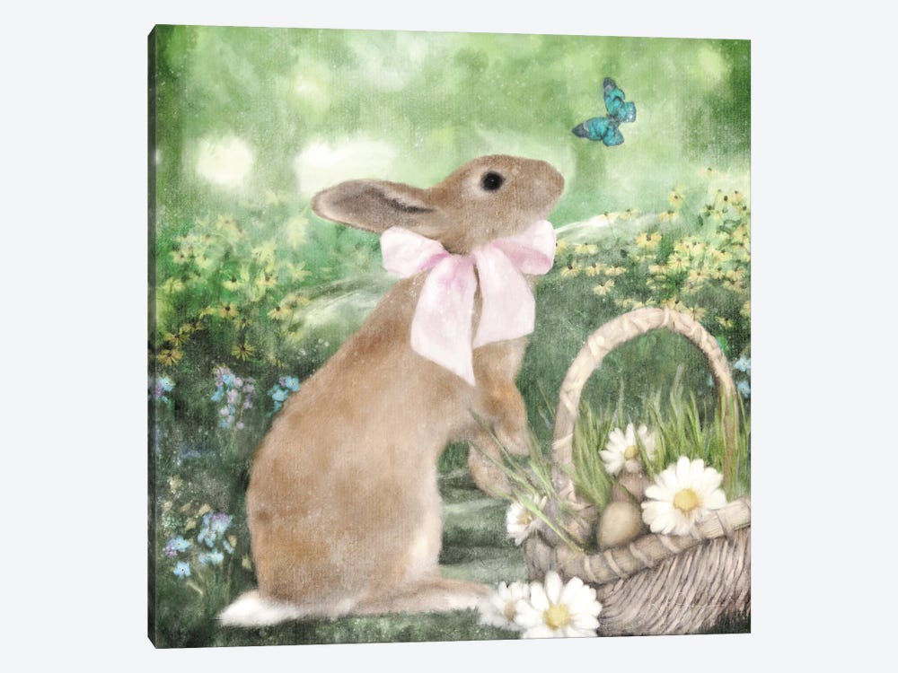 Spring Bunny And Basket by Katrina Jones 1-piece Art Print