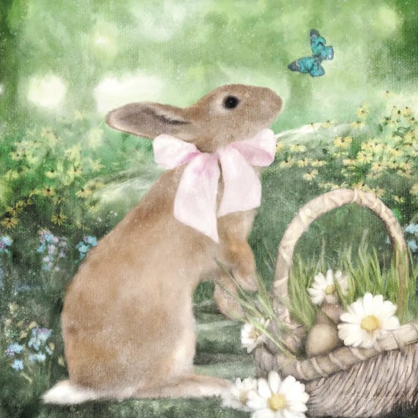 Butterflies and Flowers: Spring Bunny And Basket by Katrina Jones