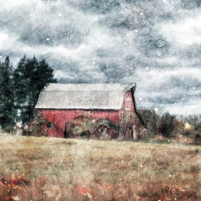 First Snow On The Farm by Katrina Jones framed canvas print