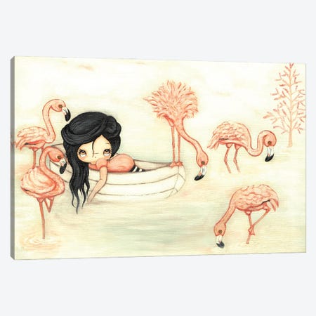 Pink Flamingo Canvas Print #KAK15} by Kelly Ann Kost Canvas Art