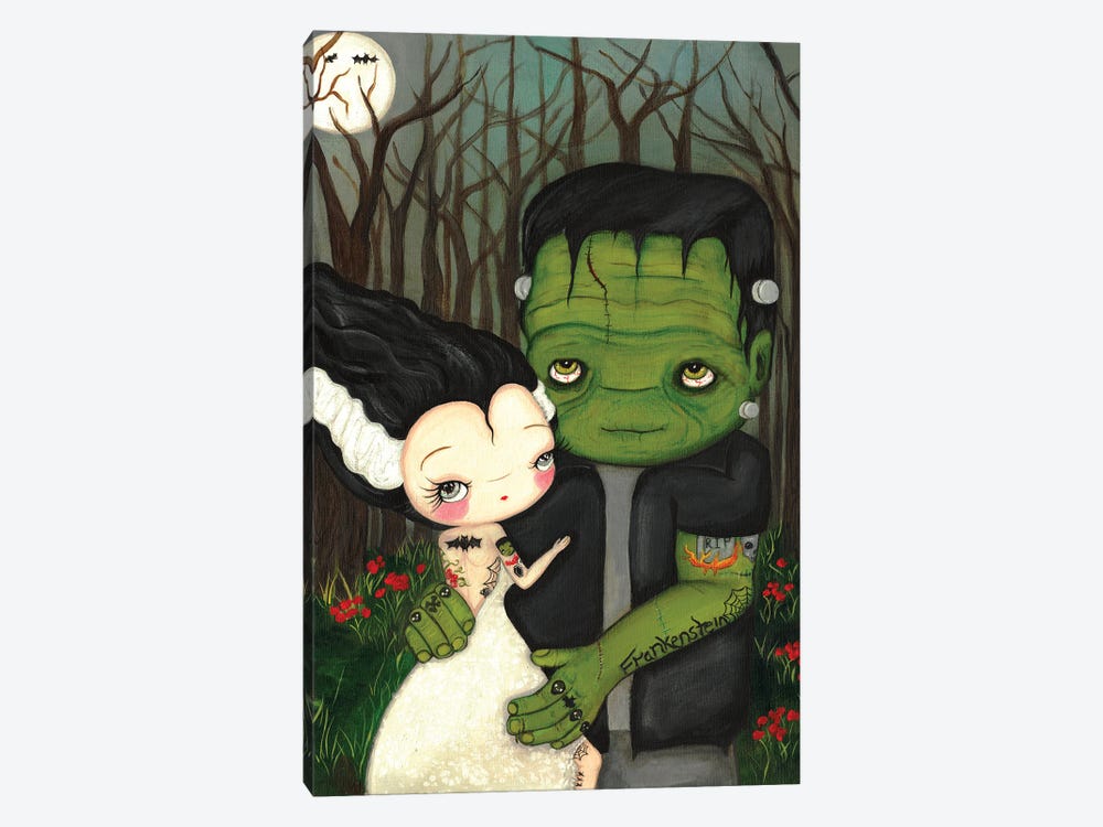 Frankenstein And Bride by Kelly Ann Kost 1-piece Canvas Wall Art