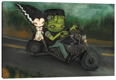 Harley Frankenstein Canvas Art Print - Halloween Art