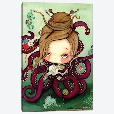 Knitting Octopus Canvas Print #KAK23} by Kelly Ann Kost Canvas Artwork