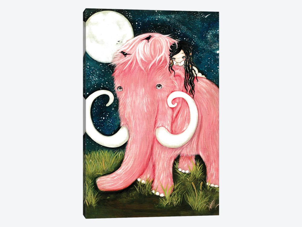 Pink Woolly Mammoth by Kelly Ann Kost 1-piece Canvas Artwork