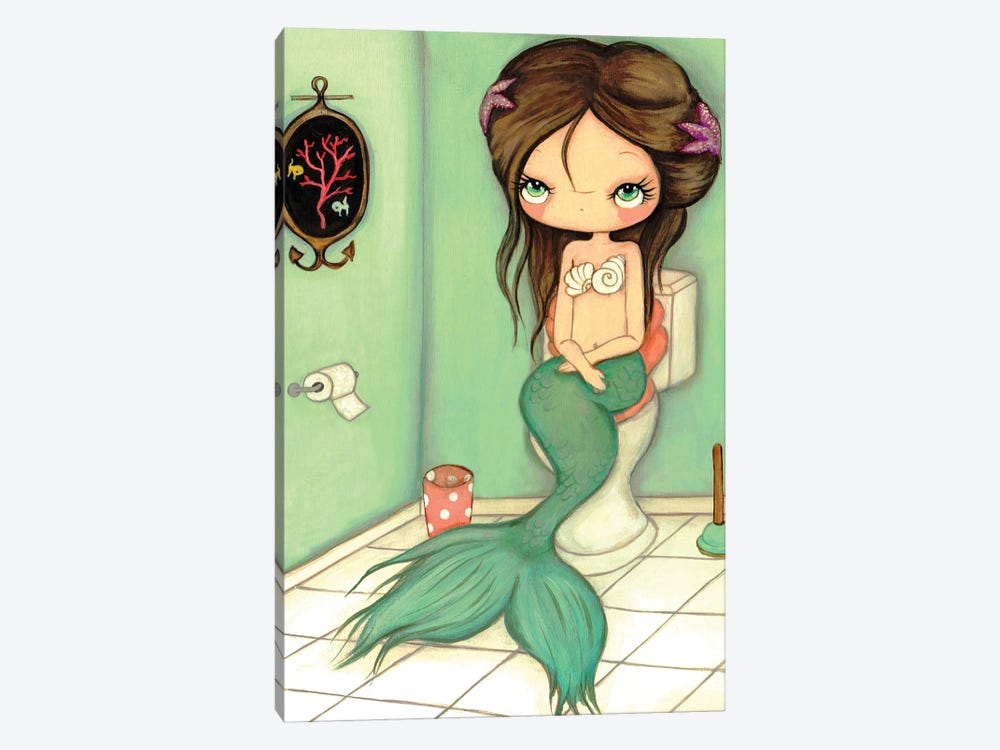 Mermaid on the Loo by Kelly Ann Kost 1-piece Canvas Artwork