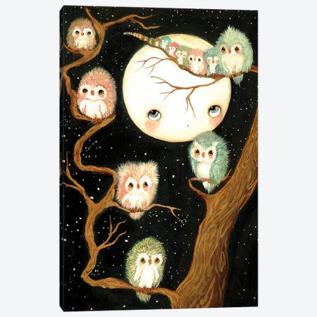 Owls In A Tree Canvas Print #KAK39} by Kelly Ann Kost Canvas Print