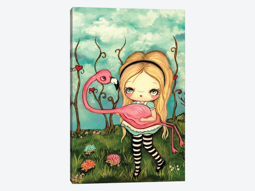 Alice And Flamingo by Kelly Ann Kost 1-piece Canvas Print
