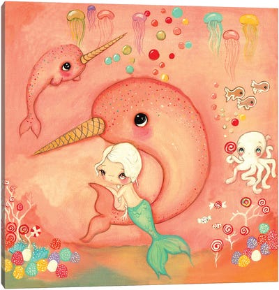 Candy Sea Canvas Art Print - Friendly Mythical Creatures