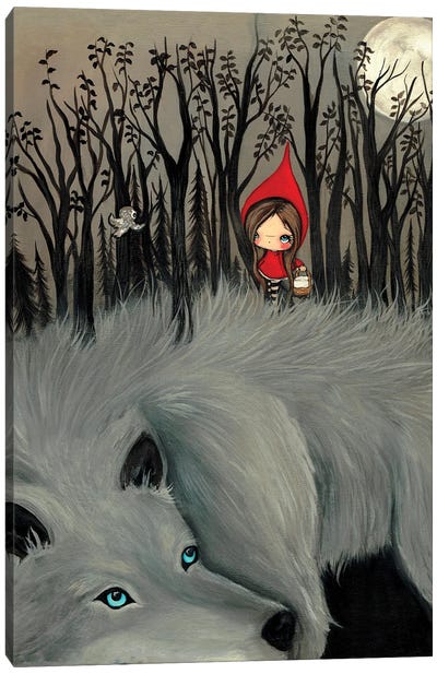 The Dark Fur Forest Canvas Art Print - Wolf Art