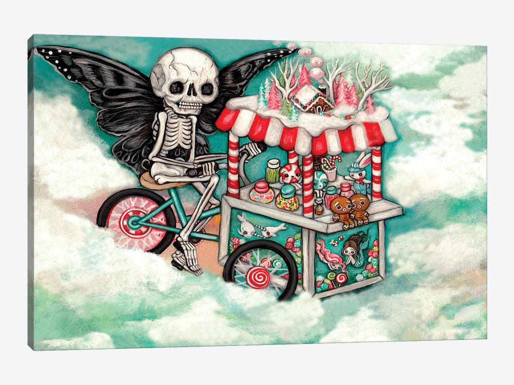 Skeleton Candy Cart by Kelly Ann Kost 1-piece Canvas Art