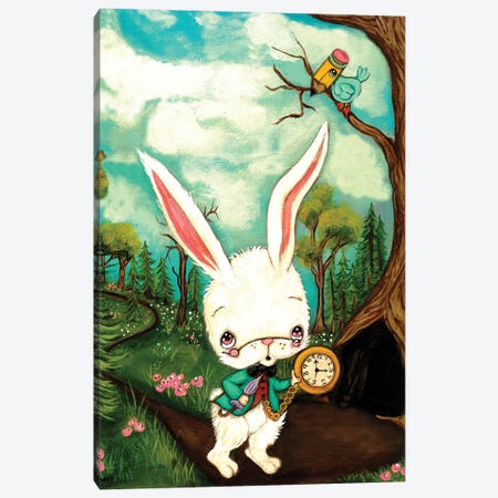 The White Rabbit Canvas Print #KAK59} by Kelly Ann Kost Art Print