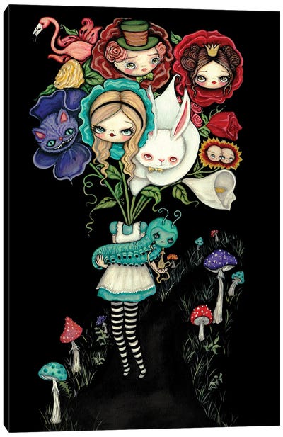 Alice Flowers Canvas Art Print - Cheshire Cat