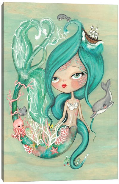 Ocean Mermaid Canvas Art Print - Kelly Ann Kost