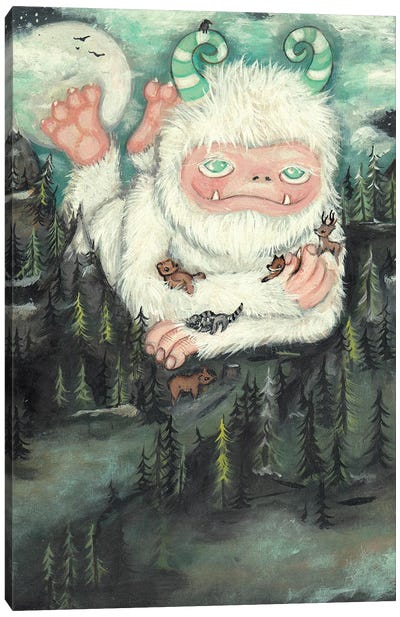 Forest Yeti Bear Canvas Art Print - Kelly Ann Kost