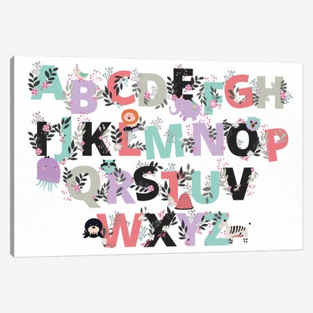 Floral Alphabet Canvas Print #KAL1027} by Kimberly Allen Canvas Print