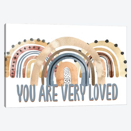 You Are Loved Rainbow Canvas Print #KAL1120} by Kimberly Allen Art Print
