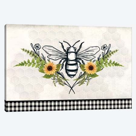 Bee Flower Canvas Print #KAL1130} by Kimberly Allen Canvas Wall Art
