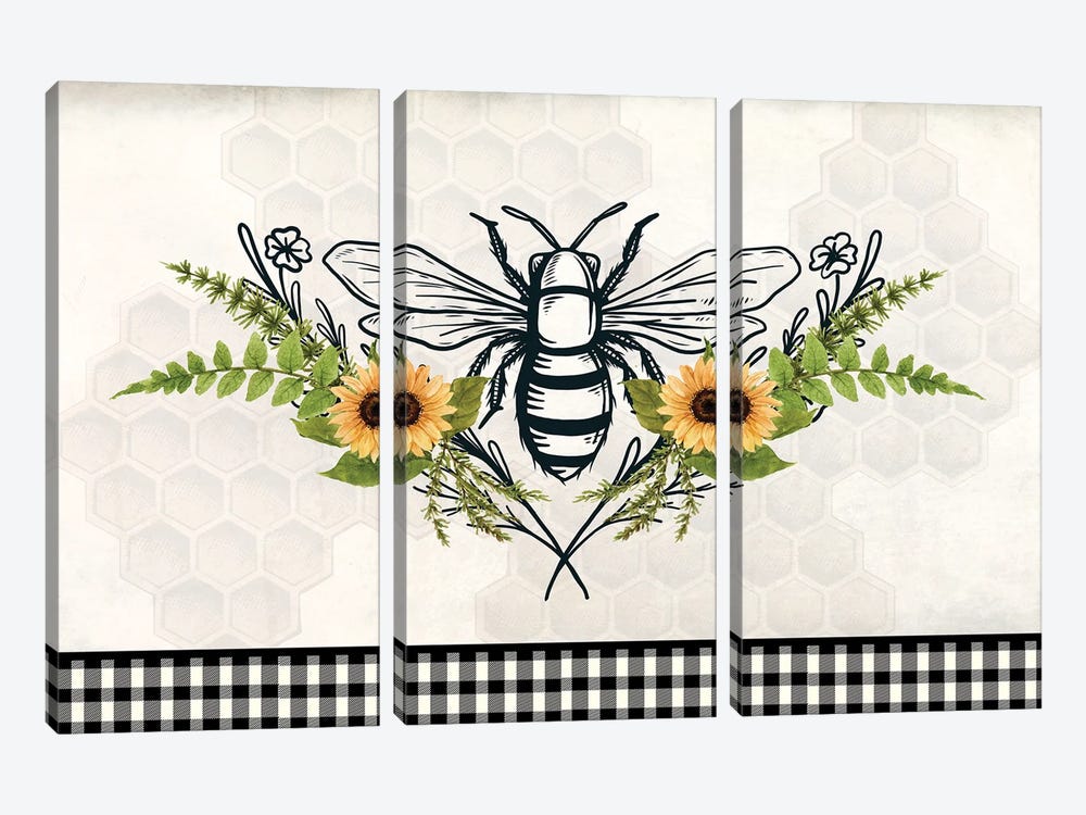 Bee Flower by Kimberly Allen 3-piece Canvas Print