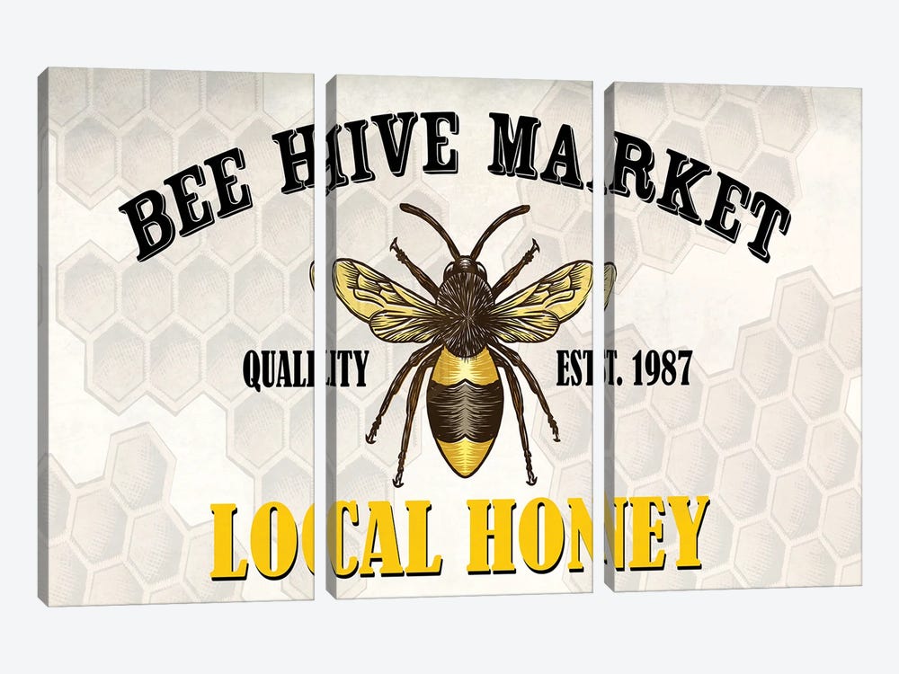 Bee Hive Market by Kimberly Allen 3-piece Canvas Wall Art