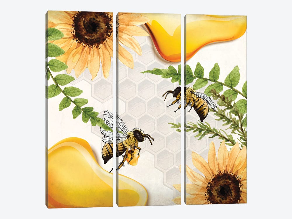 Bee Keep IV by Kimberly Allen 3-piece Canvas Art Print