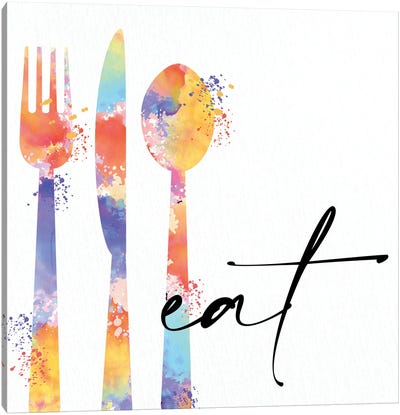 Eat I Canvas Art Print - Food & Drink Typography