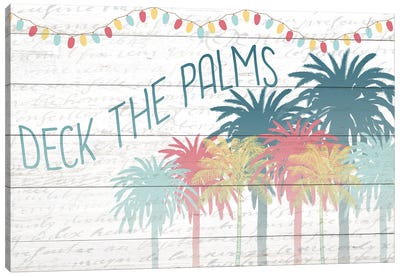 Deck The Palms Canvas Art Print - Coastal Christmas Décor