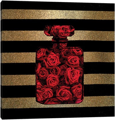 Perfume Roses I Canvas Art Print - Perfume Bottle Art