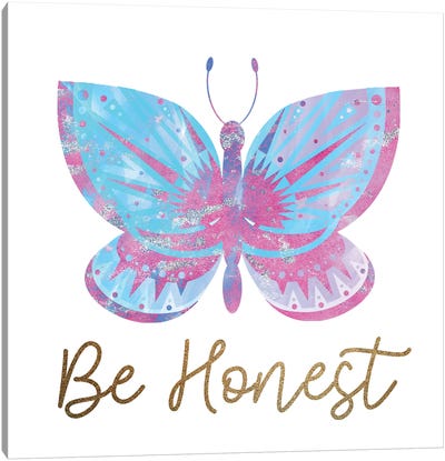 Be Butterflies V Canvas Art Print - Gold & Pink Art