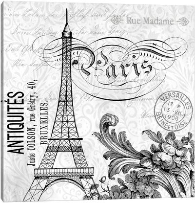 Paris Vintage I Canvas Art Print - Paris Typography