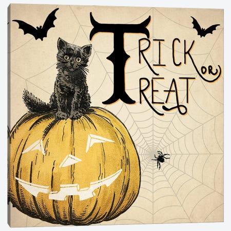 Trick Or Treat Cat Canvas Print #KAL1359} by Kimberly Allen Canvas Art