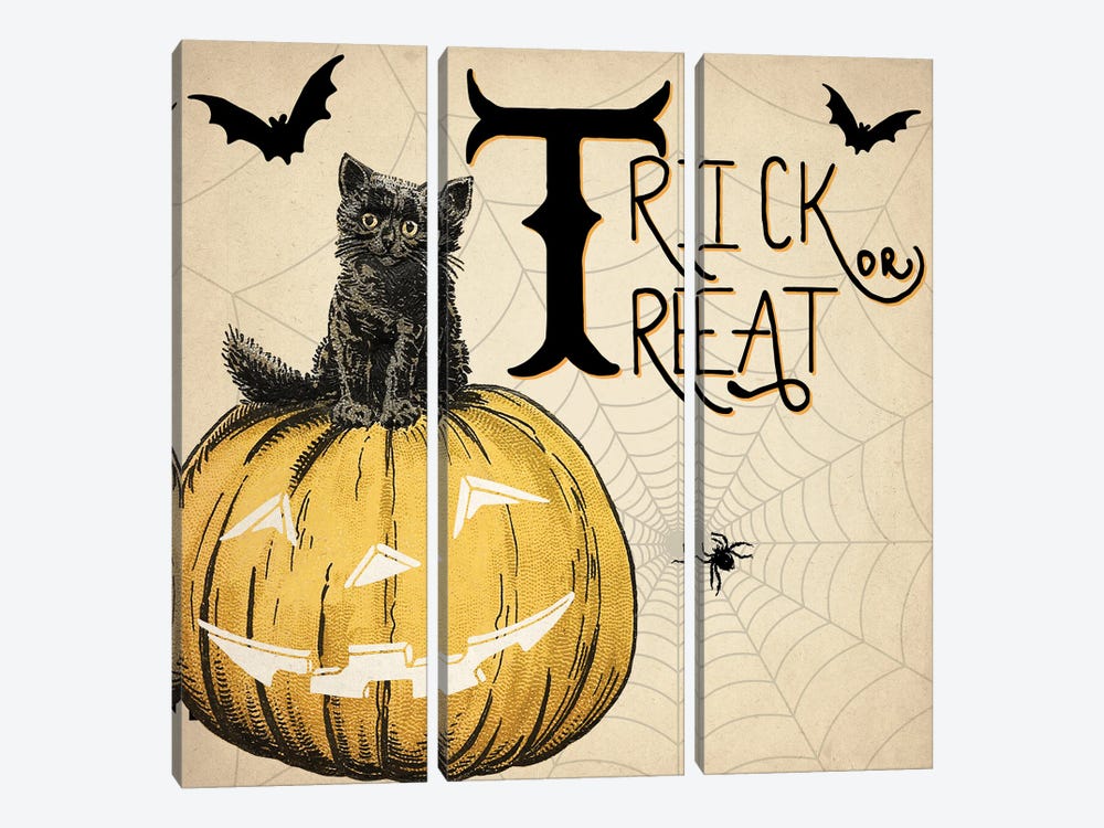 Trick Or Treat Cat by Kimberly Allen 3-piece Canvas Art Print
