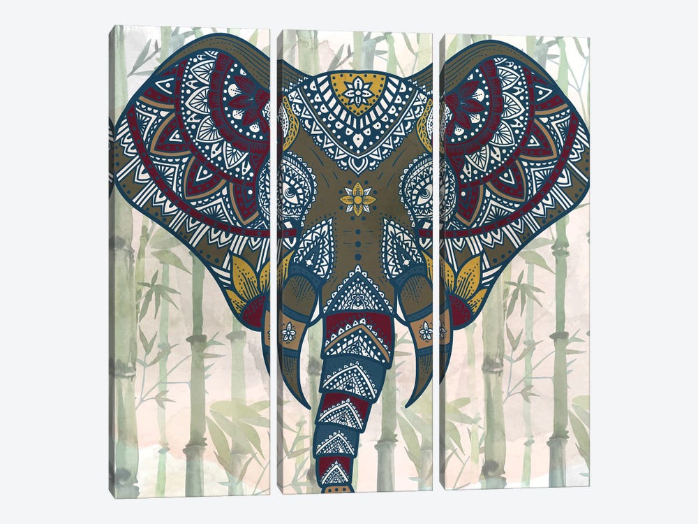 Watercolor Mandala Elephant by Kimberly Allen 3-piece Canvas Print
