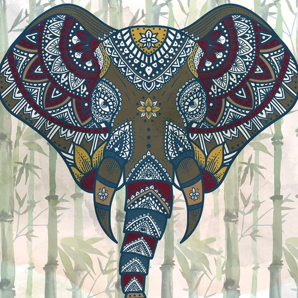 Bamboo: Watercolor Mandala Elephant by Kimberly Allen