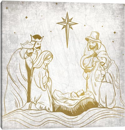 Nativity Gold Canvas Art Print - Nativity Scene Art