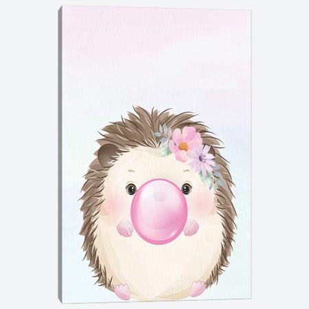 Bubblegum Hedgehog I Canvas Print #KAL1414} by Kimberly Allen Canvas Artwork