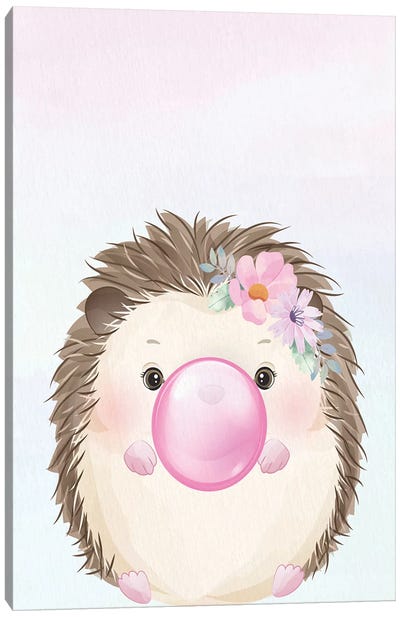 Bubblegum Hedgehog I Canvas Art Print - Hedgehogs