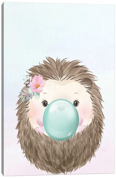 Bubblegum Hedgehog II Canvas Art Print - Bubble Gum