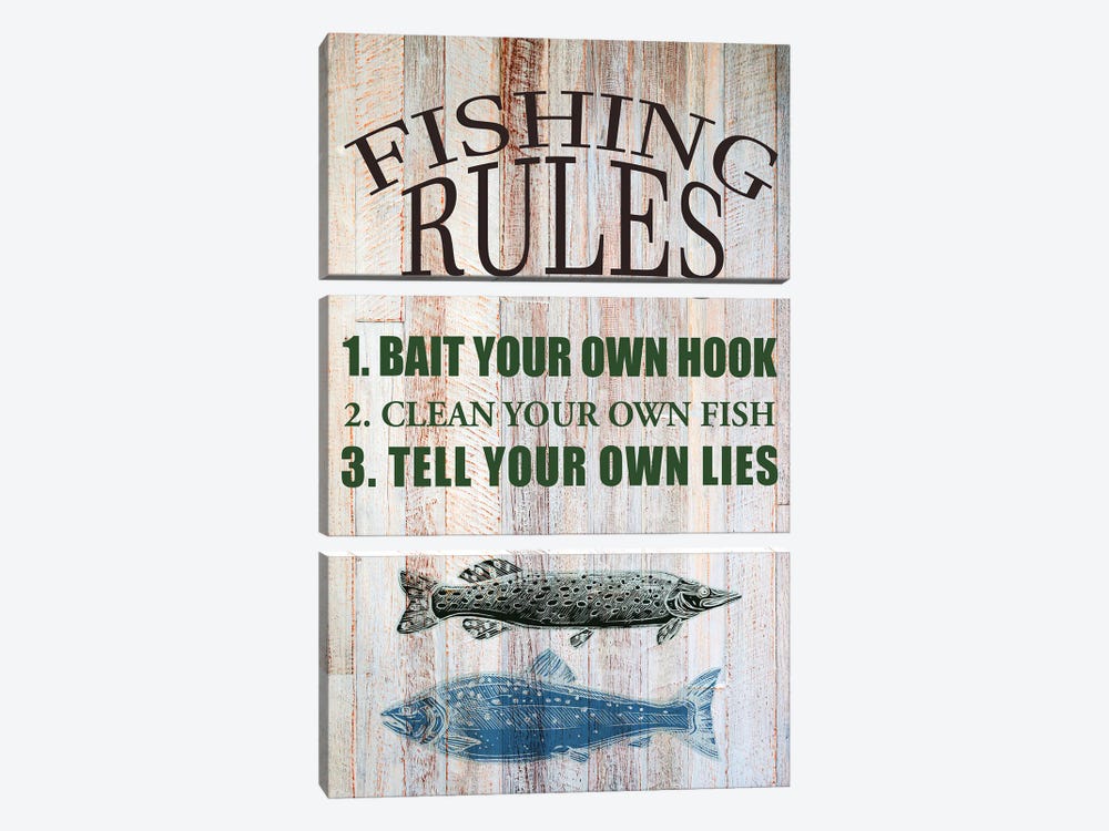 Fishing Rules by Kimberly Allen 3-piece Canvas Print