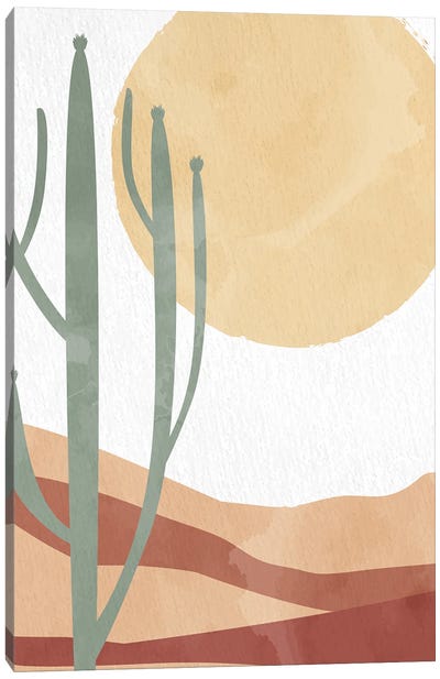 In The Desert Sun Canvas Art Print - Cactus Art