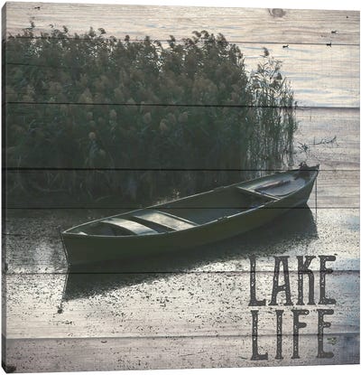 Lake Life Lake Canoe Canvas Art Print - Canoe Art