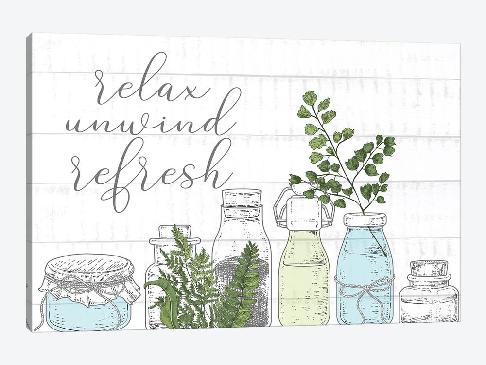 Relax, Unwind, Refresh by Kimberly Allen 1-piece Canvas Art