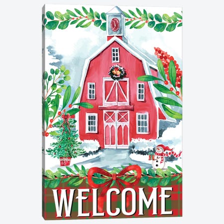 Christmas Barn Canvas Print #KAL1556} by Kimberly Allen Canvas Art Print