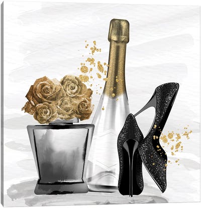 Champagne Glamour I Canvas Art Print - High Heel Art